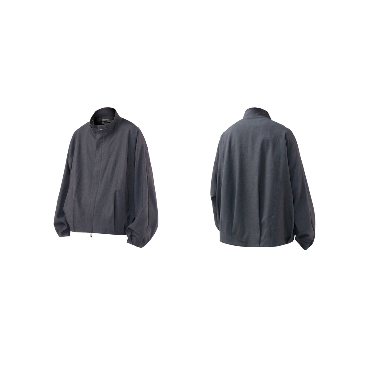 Casual Stand-Collar Jacket with 3D Pleats