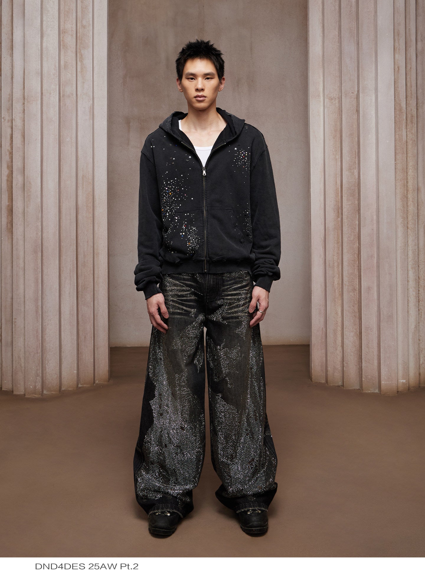 Rhinestone Heavy Duty Washed Denim