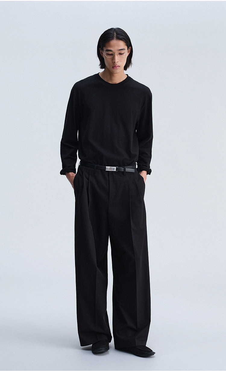 Vintage-Cut Drape Blend Casual Pants