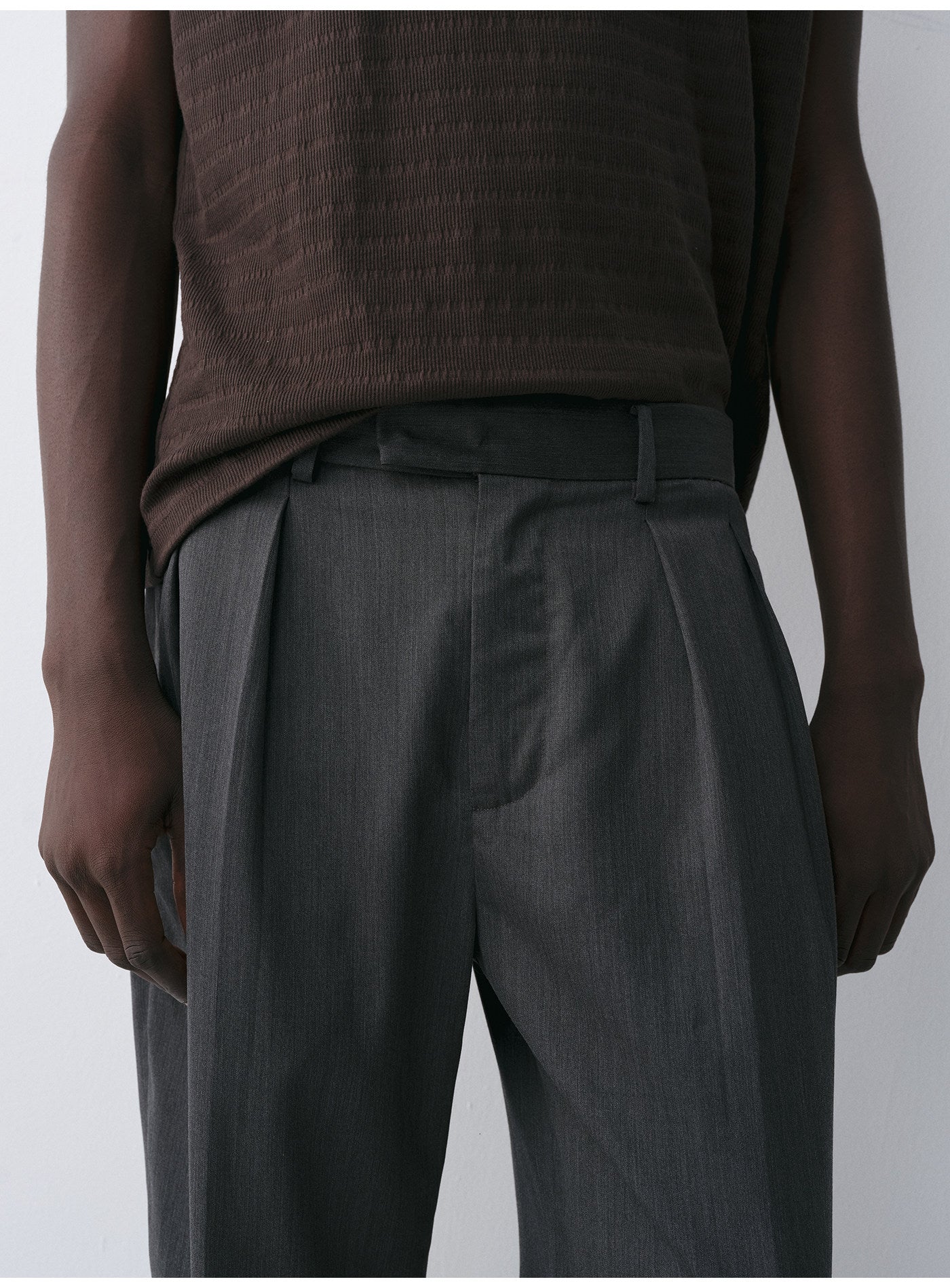 Wool Double-Pleated Casual Pants