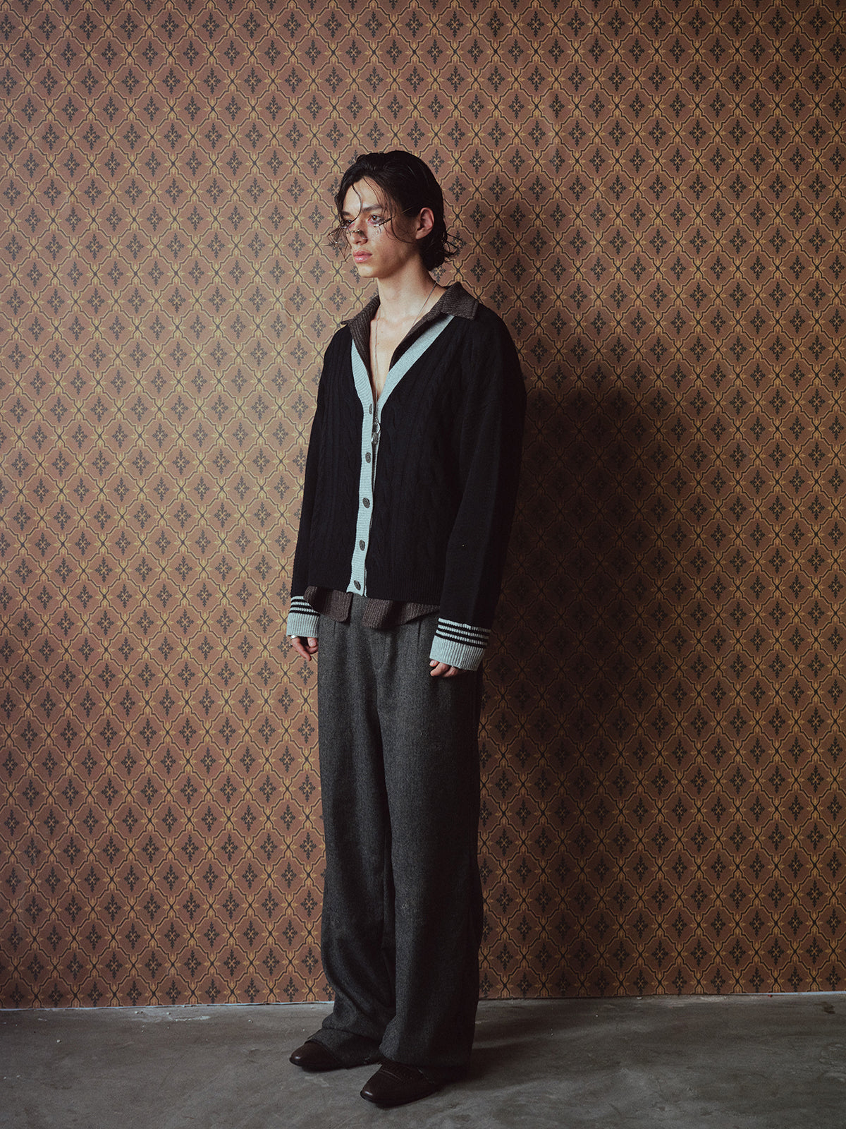 V-neck Cardigan with Metal Buttons