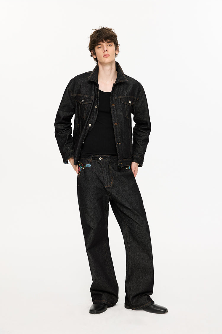 Wash-processed denim jacket