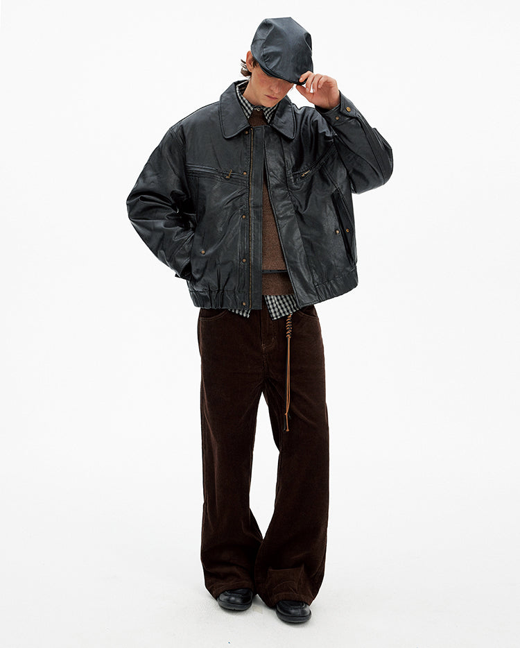 Cool Lapel Design PU Leather Jacket