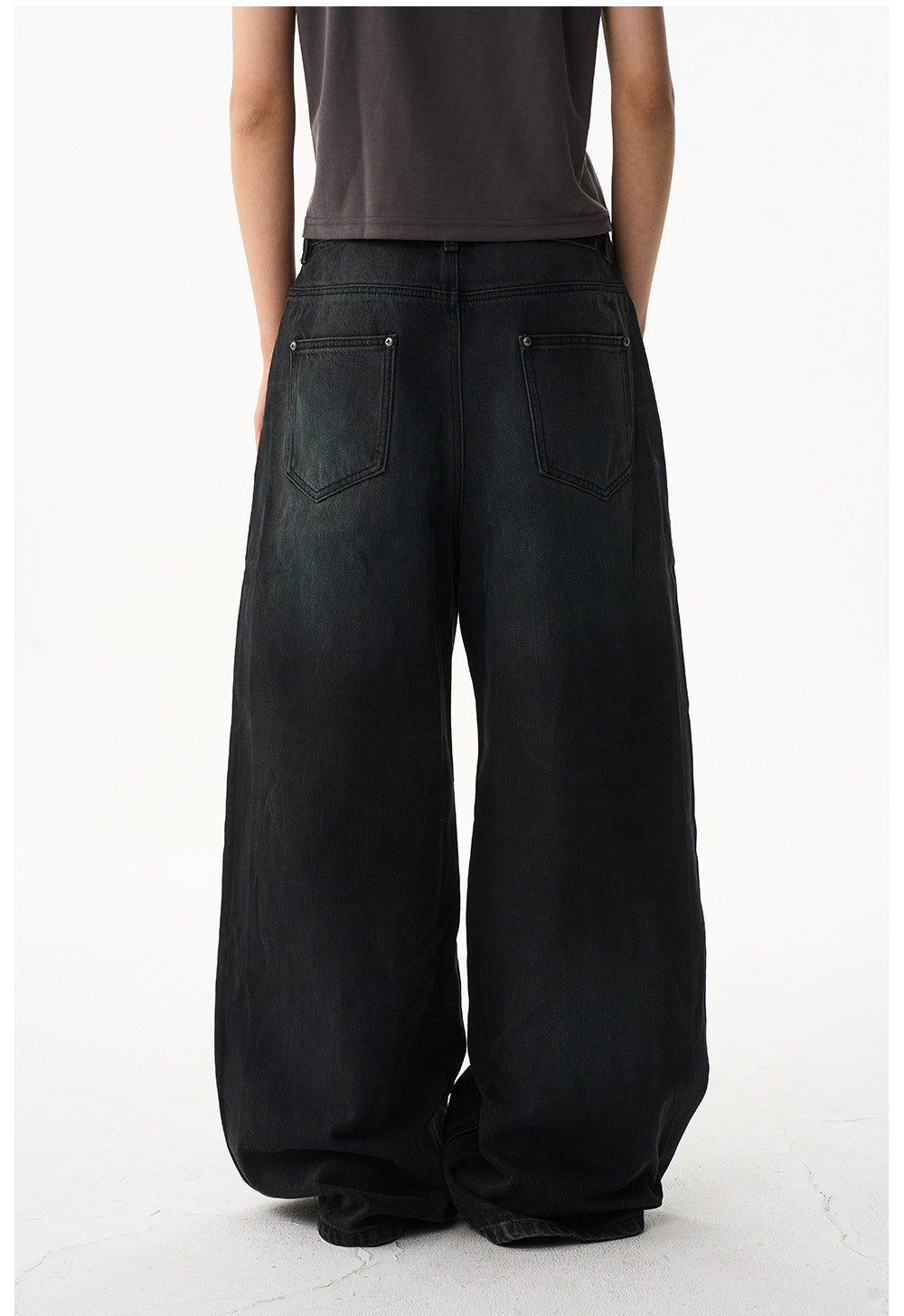 Casual wide-leg denim pants