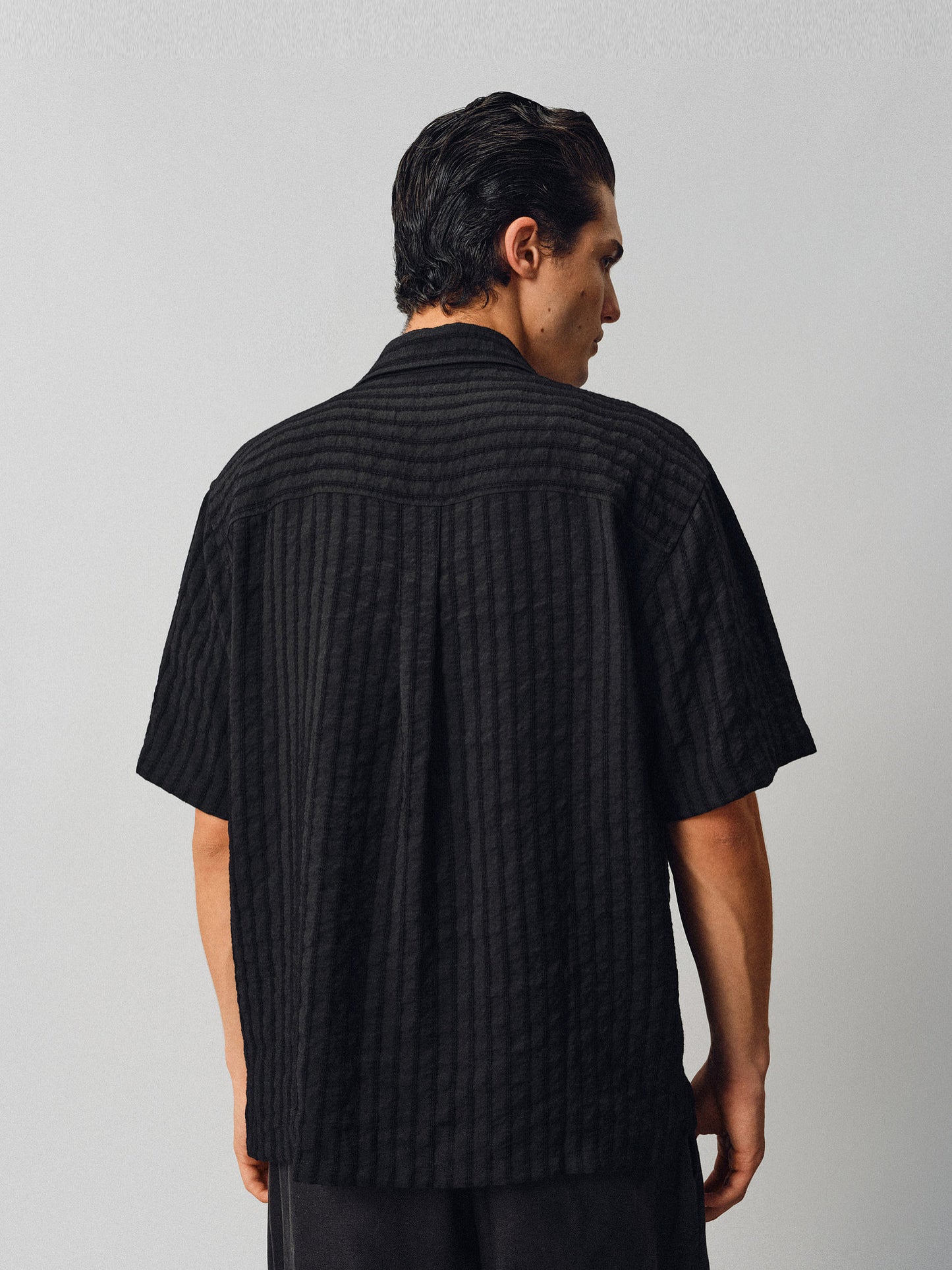 Jacquard Linen Striped Shirt