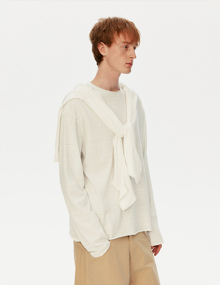 Retro Casual Roll-Up Stripe T-Shirt