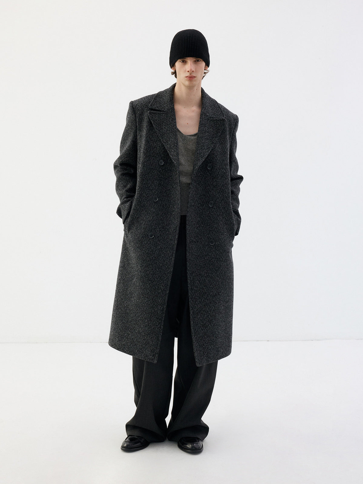 Vintage Herringbone Wool Coat