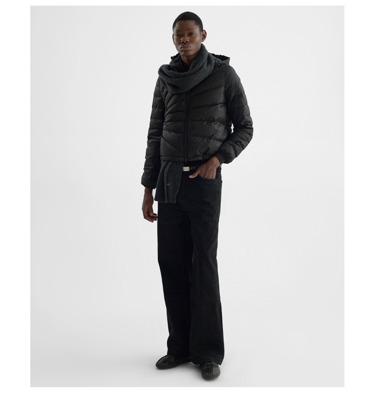 Embossed Straight-Line Quilted Down Jacket