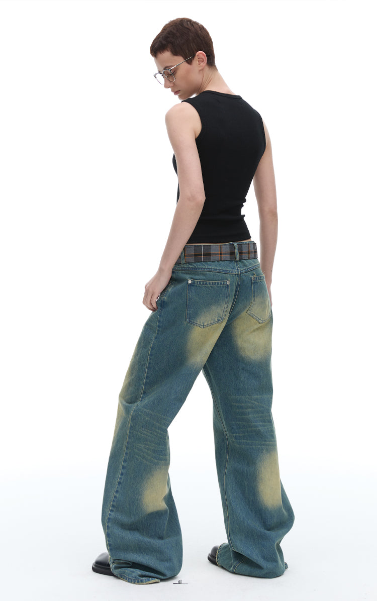 Vintage Washed Wide Leg Jeans