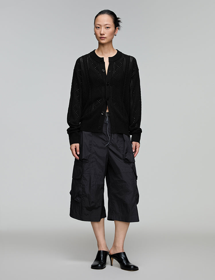 Cropped pants with adjustable waist