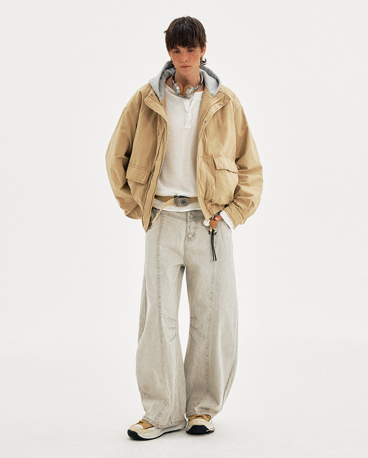 Patchwork Faux Two-Piece Thick Jacket