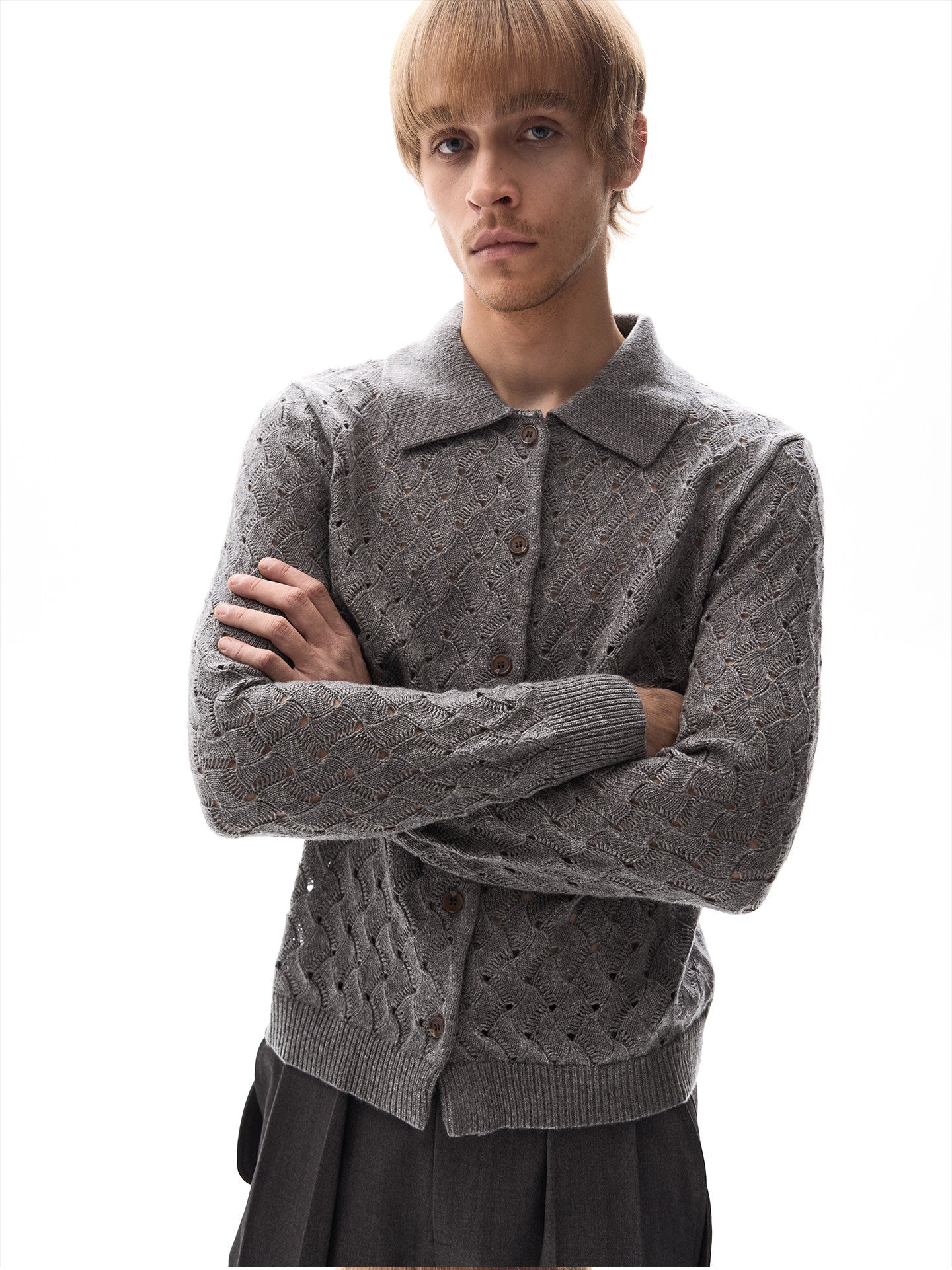 Medium-length lightweight knit cardigan