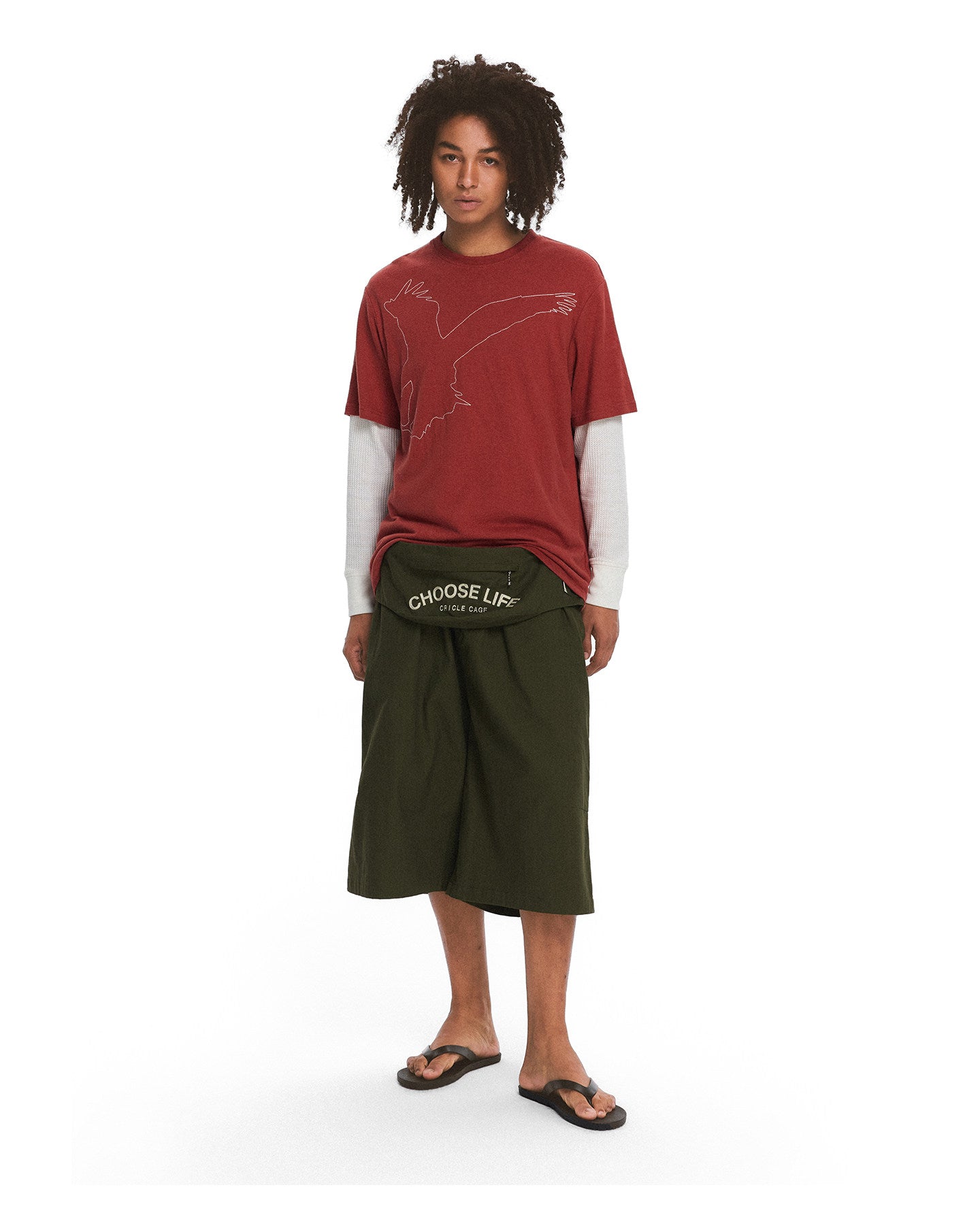 Wide-Leg Shorts with Detachable Waist Pouch