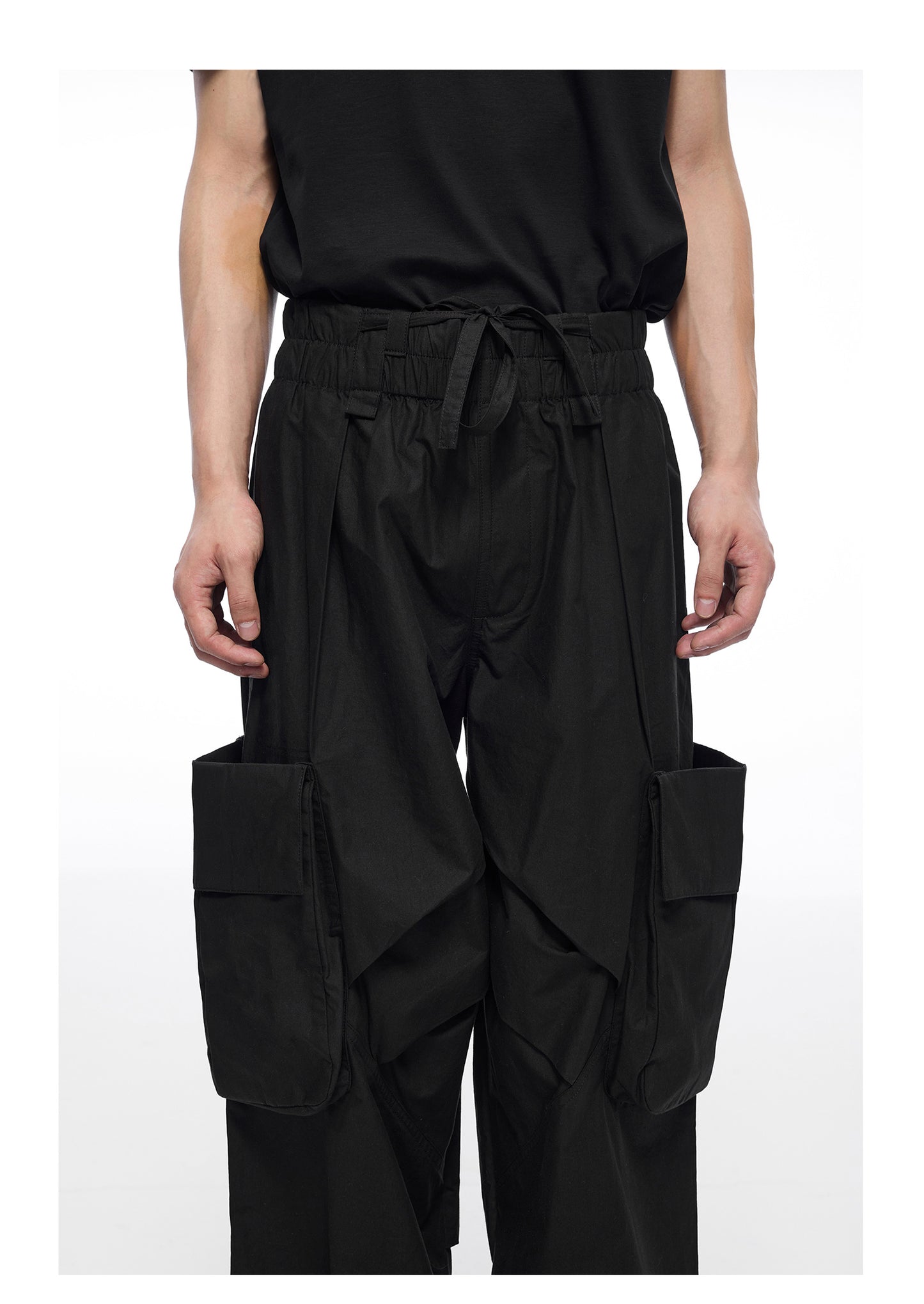 Waist elastic workwear wide pants