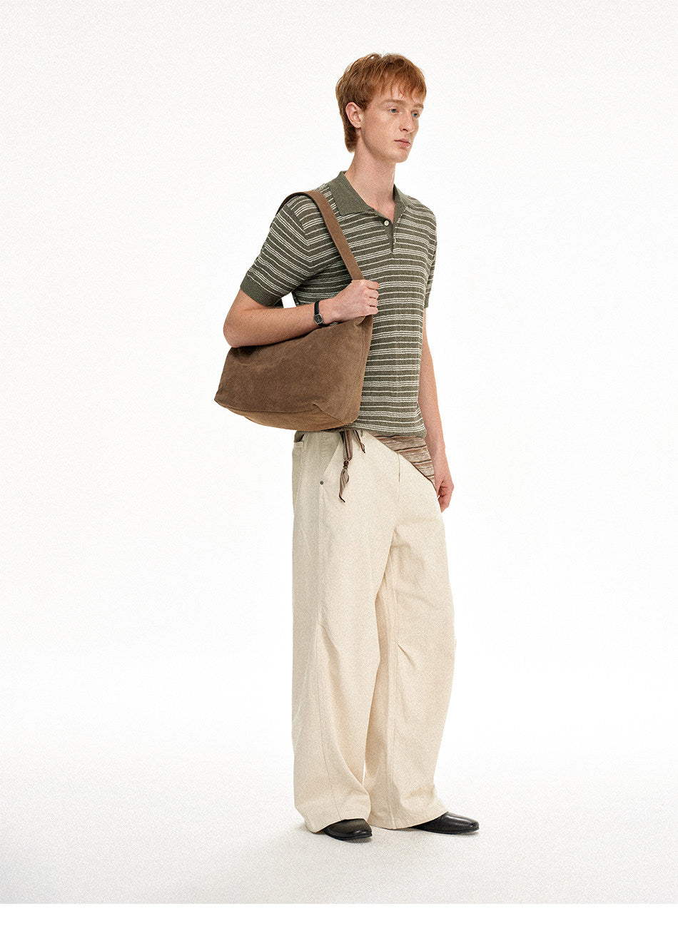 Linen Polo Shirt with Stripes