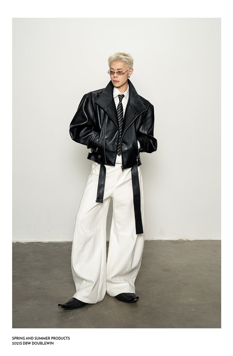 Shoulder-Waist Leather Jacket