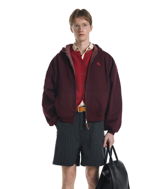 Checkered Color Block Hooded Sweatshirt