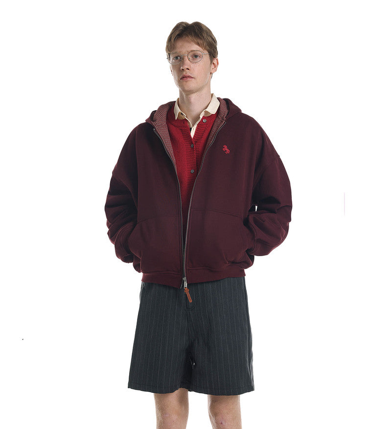 Checkered Color Block Hooded Sweatshirt