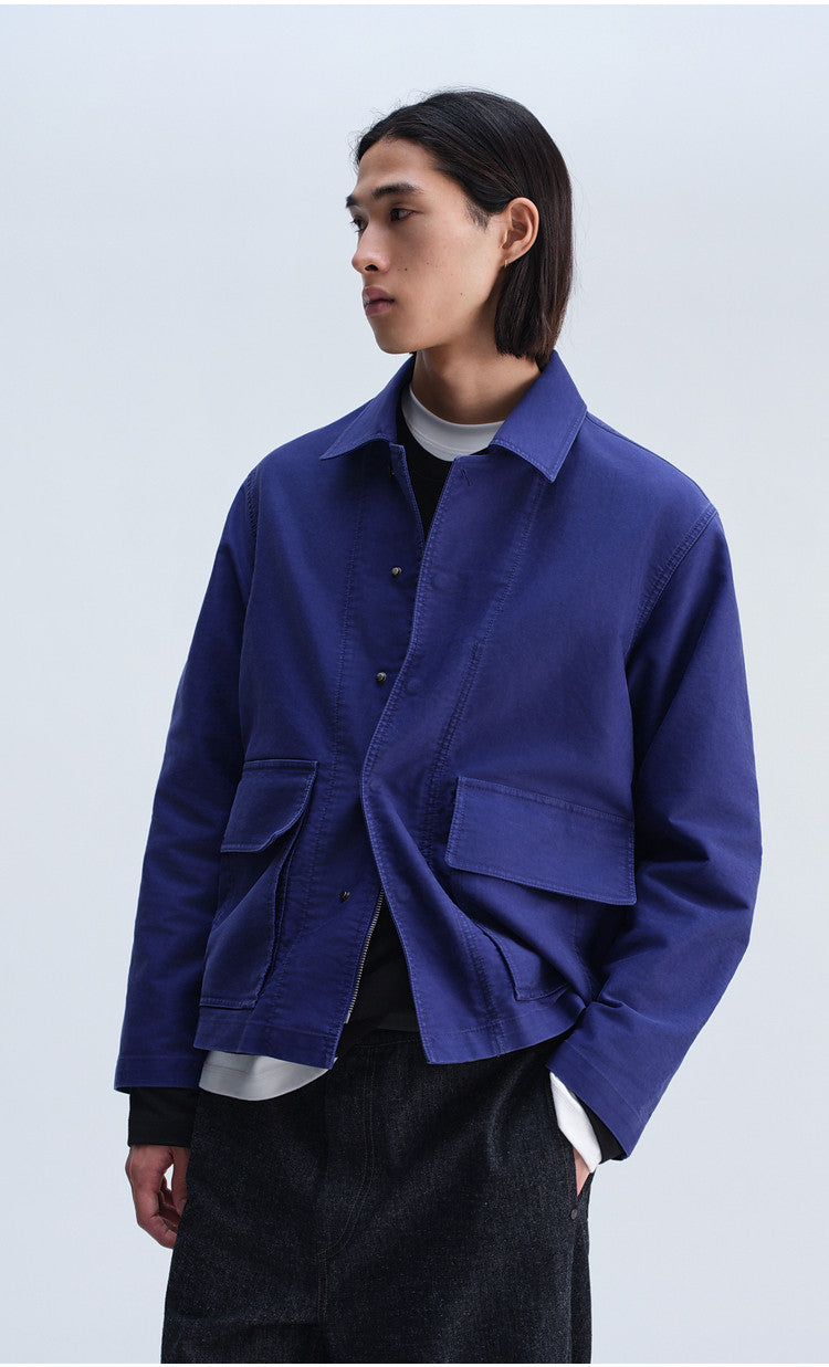 Casual Jacket with Stand-Up Collar and Patch Pockets