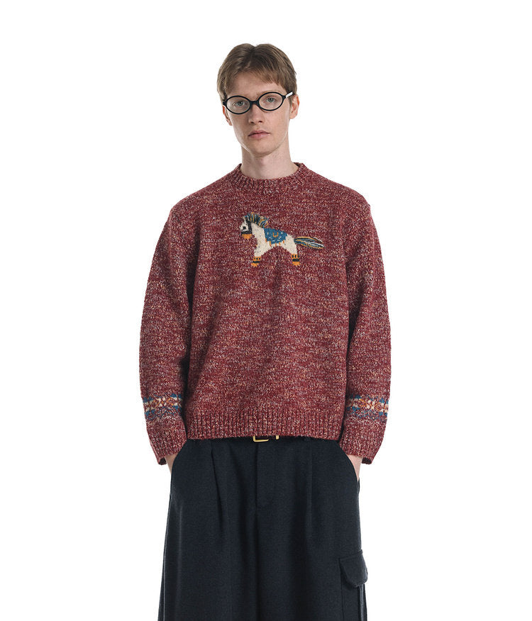 Unisex Tassel Jacquard Pony Sweater