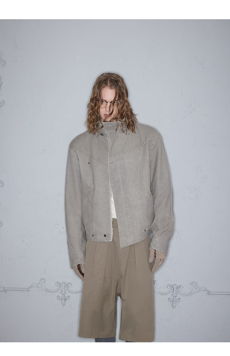 Smoke-Washed Leather Jacket