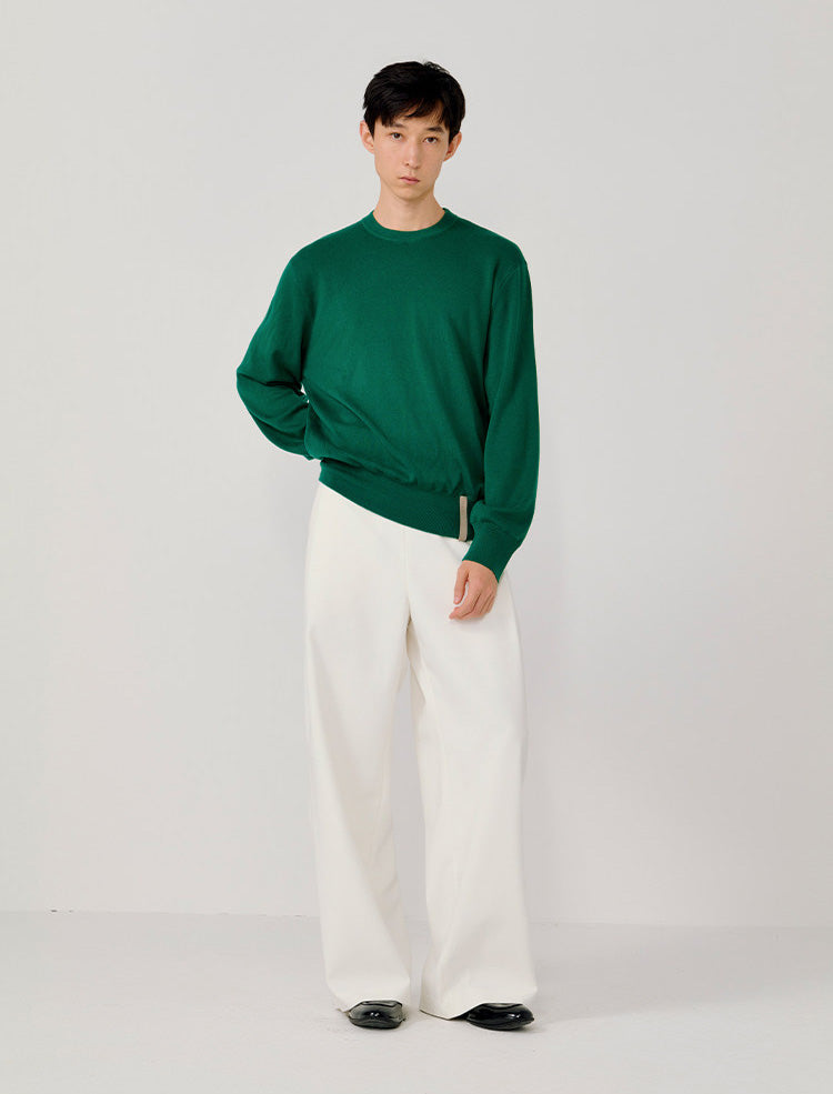 Logo Leather Label Loose-Fit Sweater