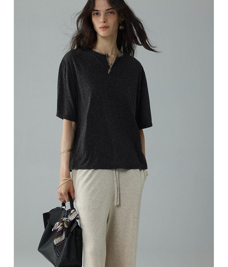 Overlock-stitched T-shirt