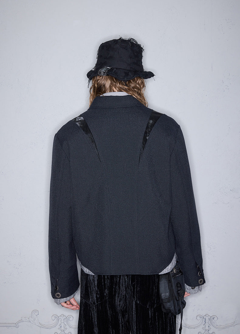 Mixed-Material Casual Jacket