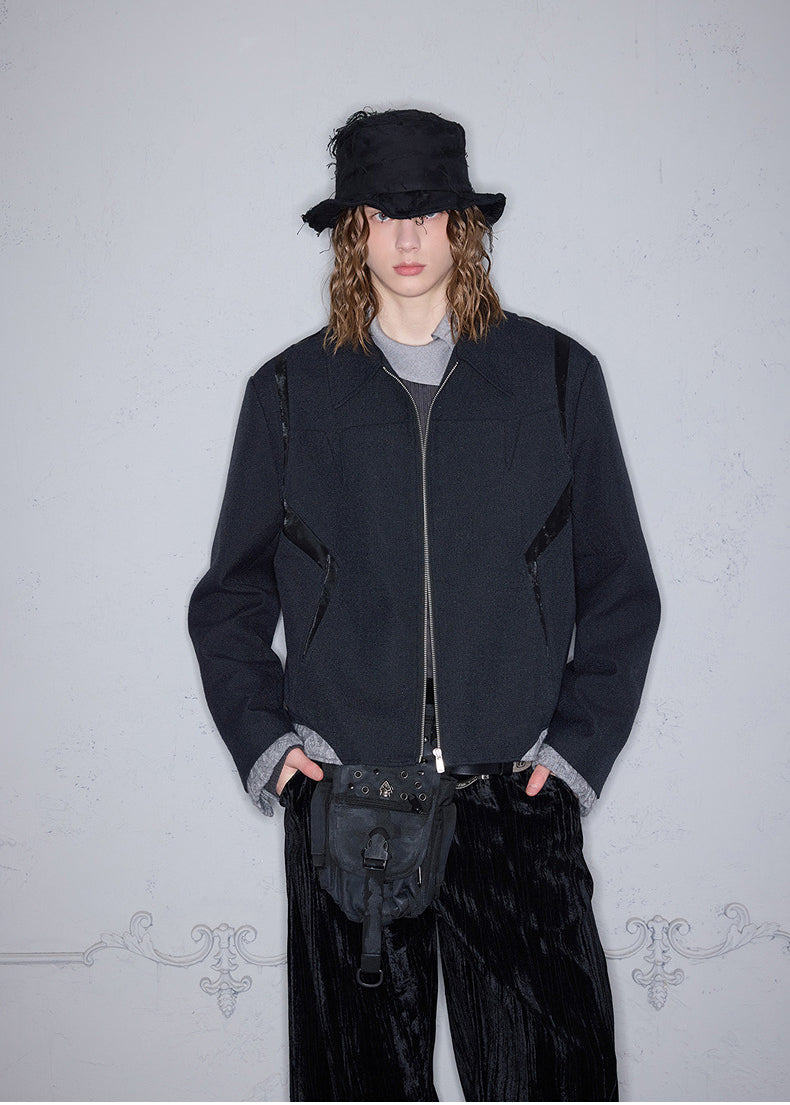 Mixed-Material Casual Jacket