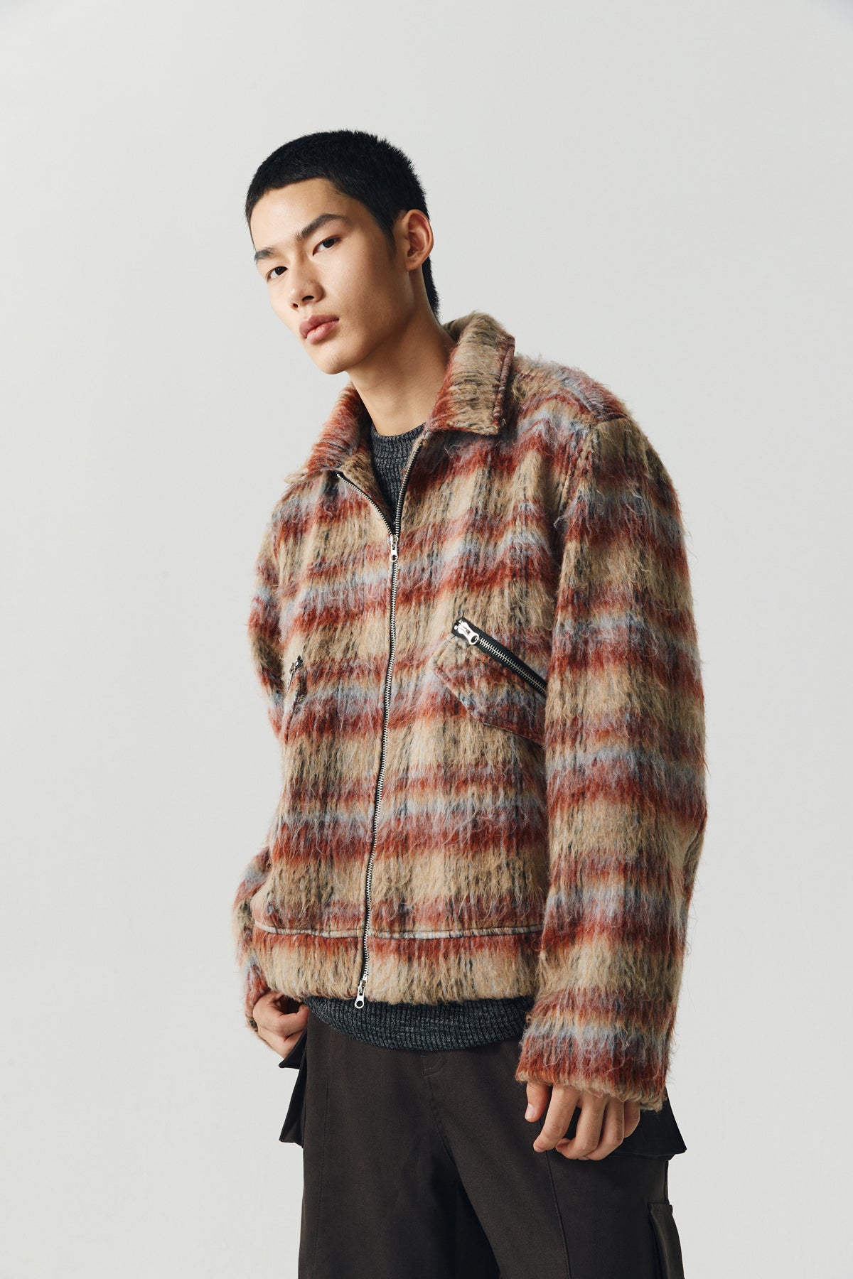 Gradient Check Wool Jacket