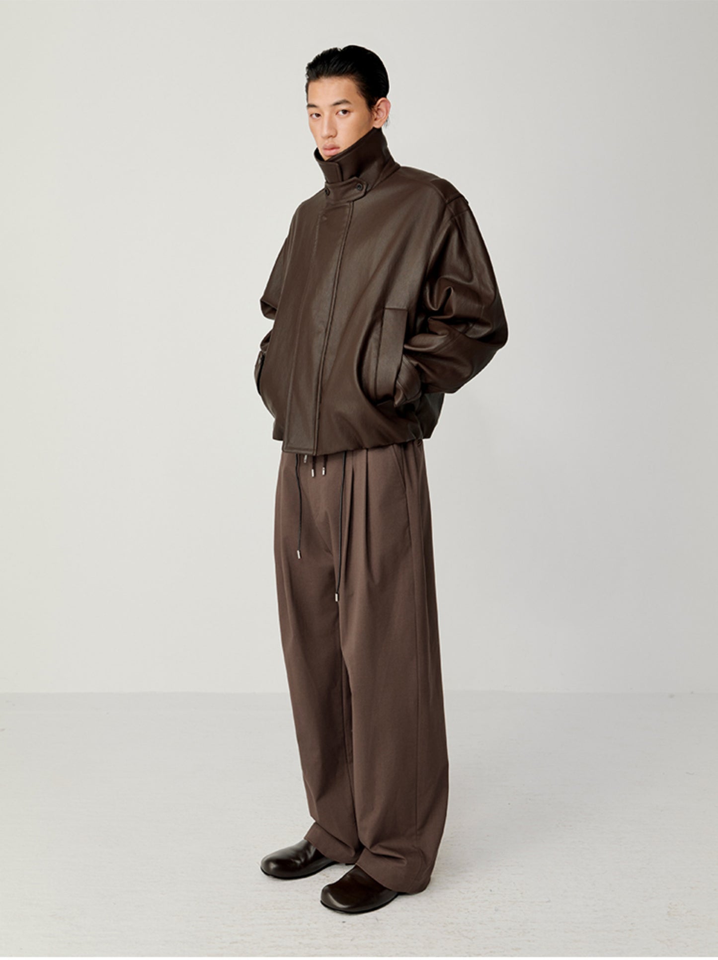 Accordion-Pleated Leather Jacket