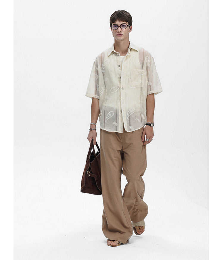 Linen-Blend Sheer Shirt