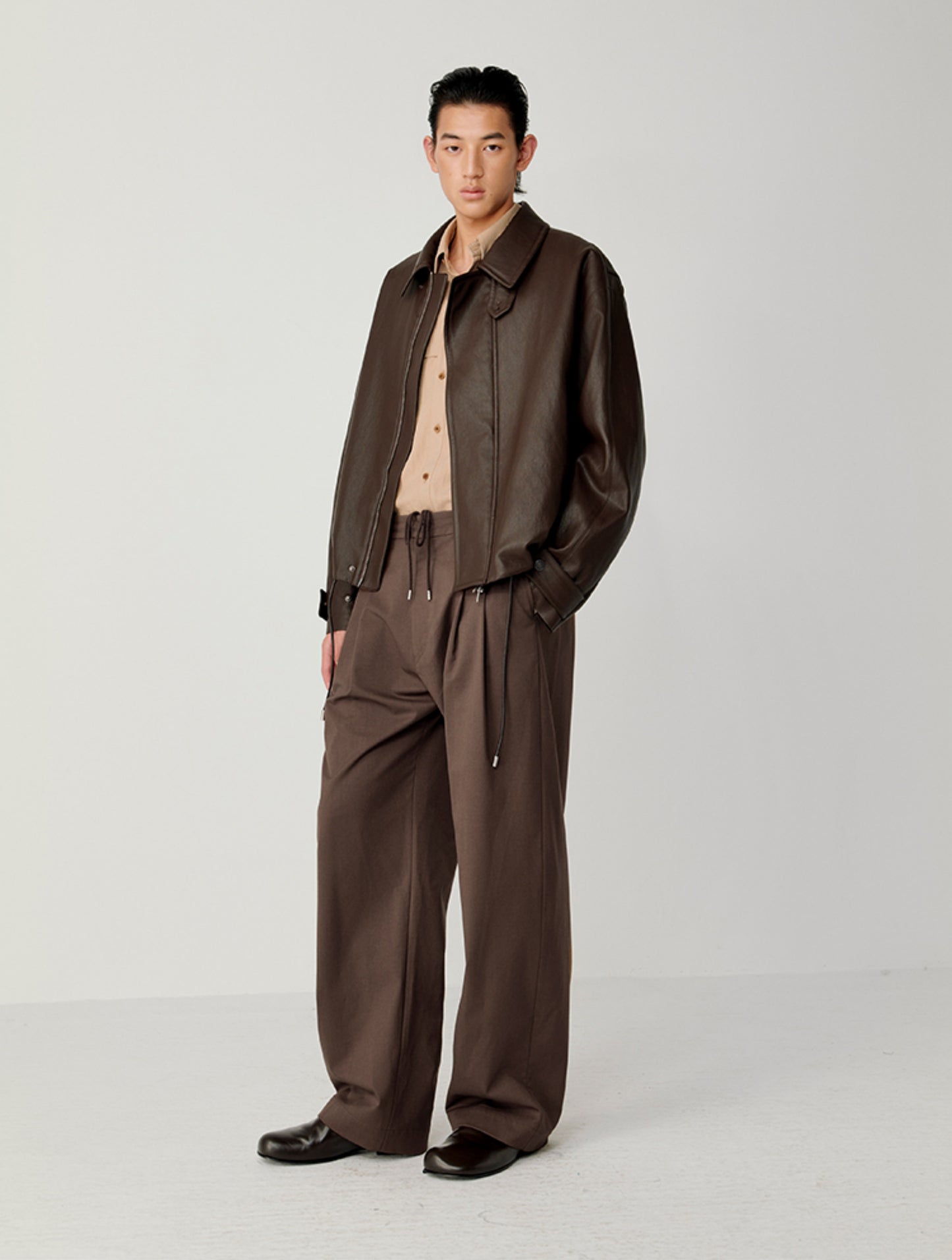 Accordion-Pleated Leather Jacket