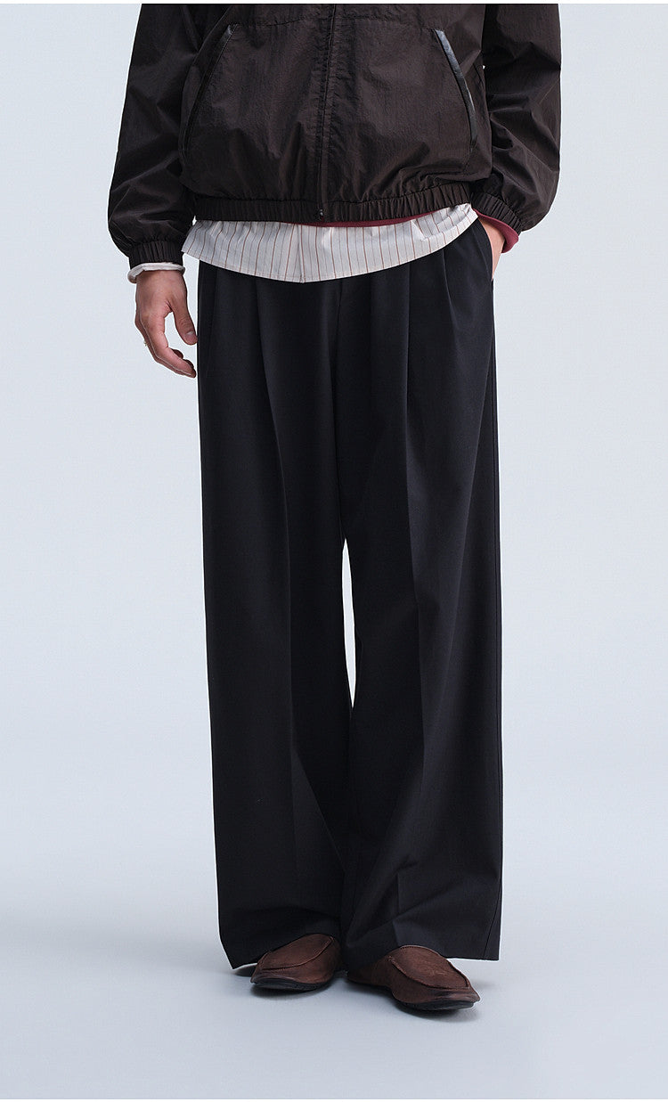 Vintage-Cut Drape Blend Casual Pants