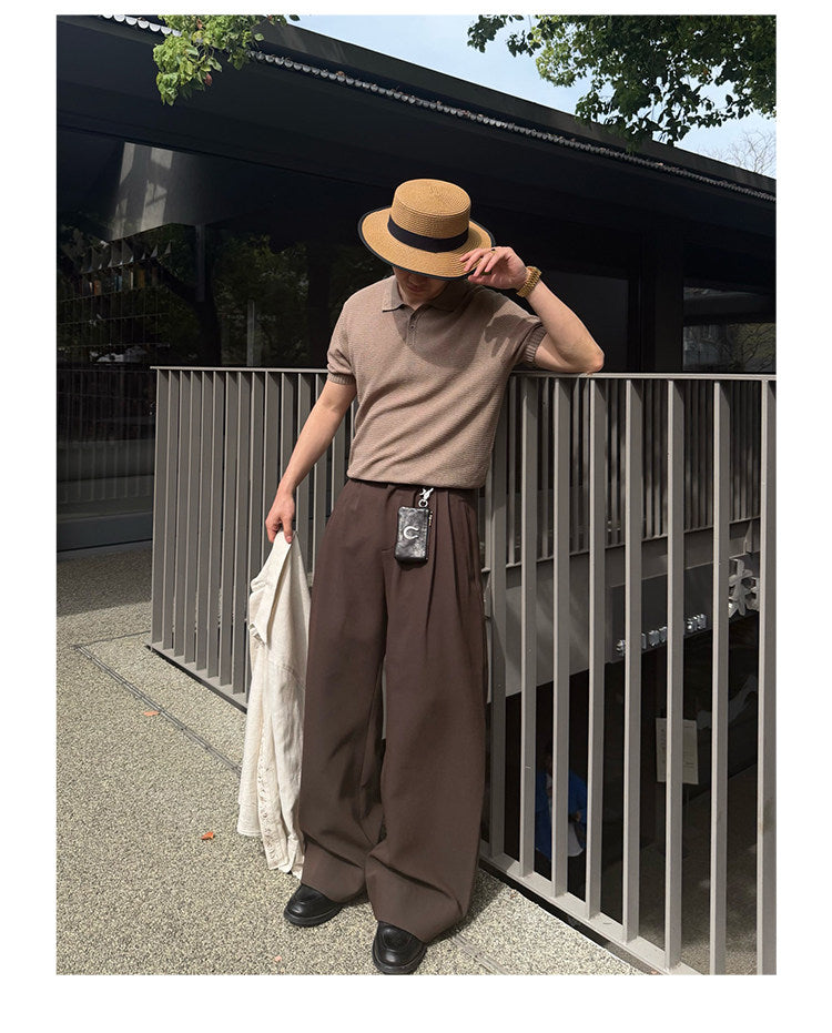 Pleated Curved Casual Pants