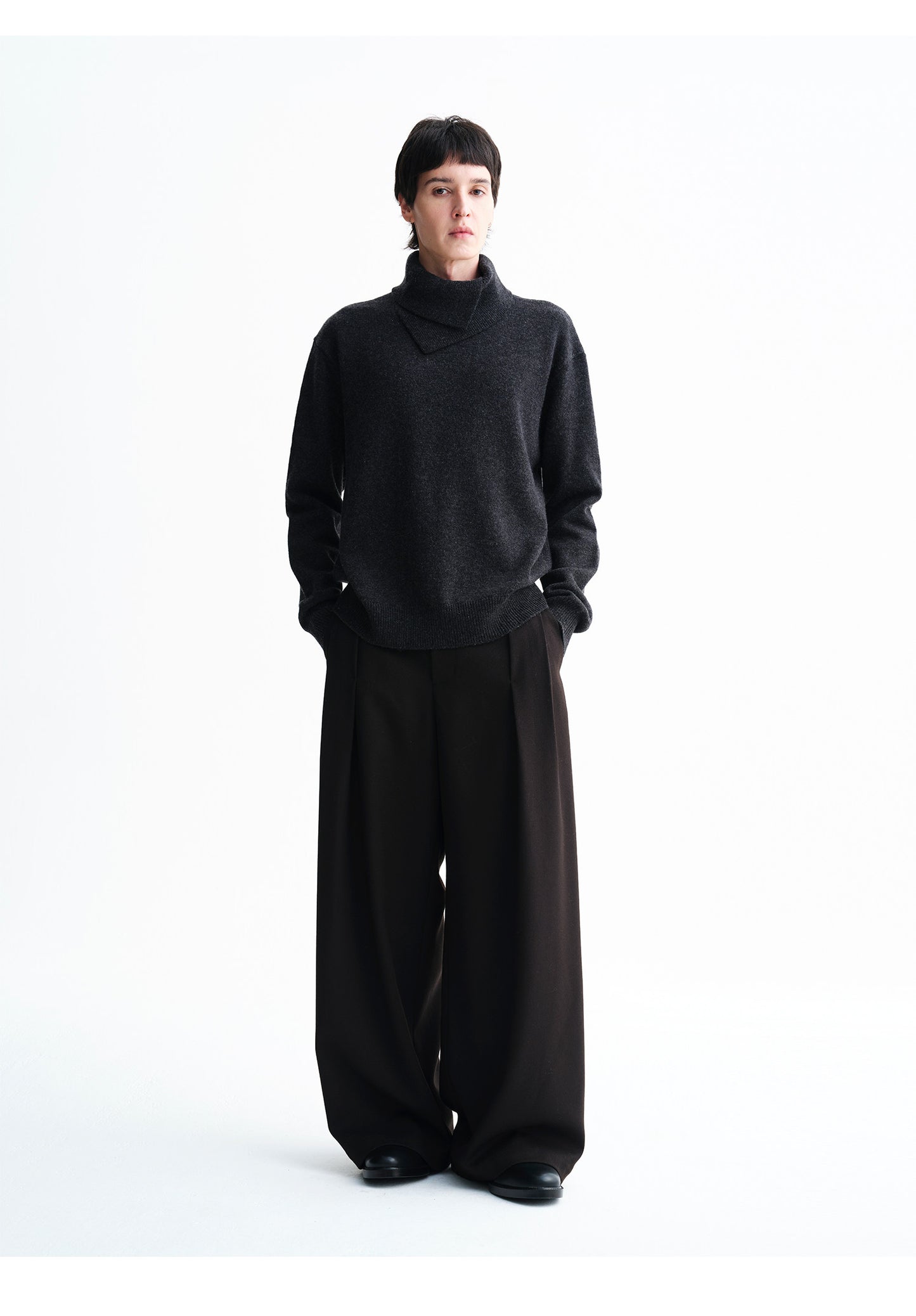 Irregular Collar Pullover Turtleneck Sweater