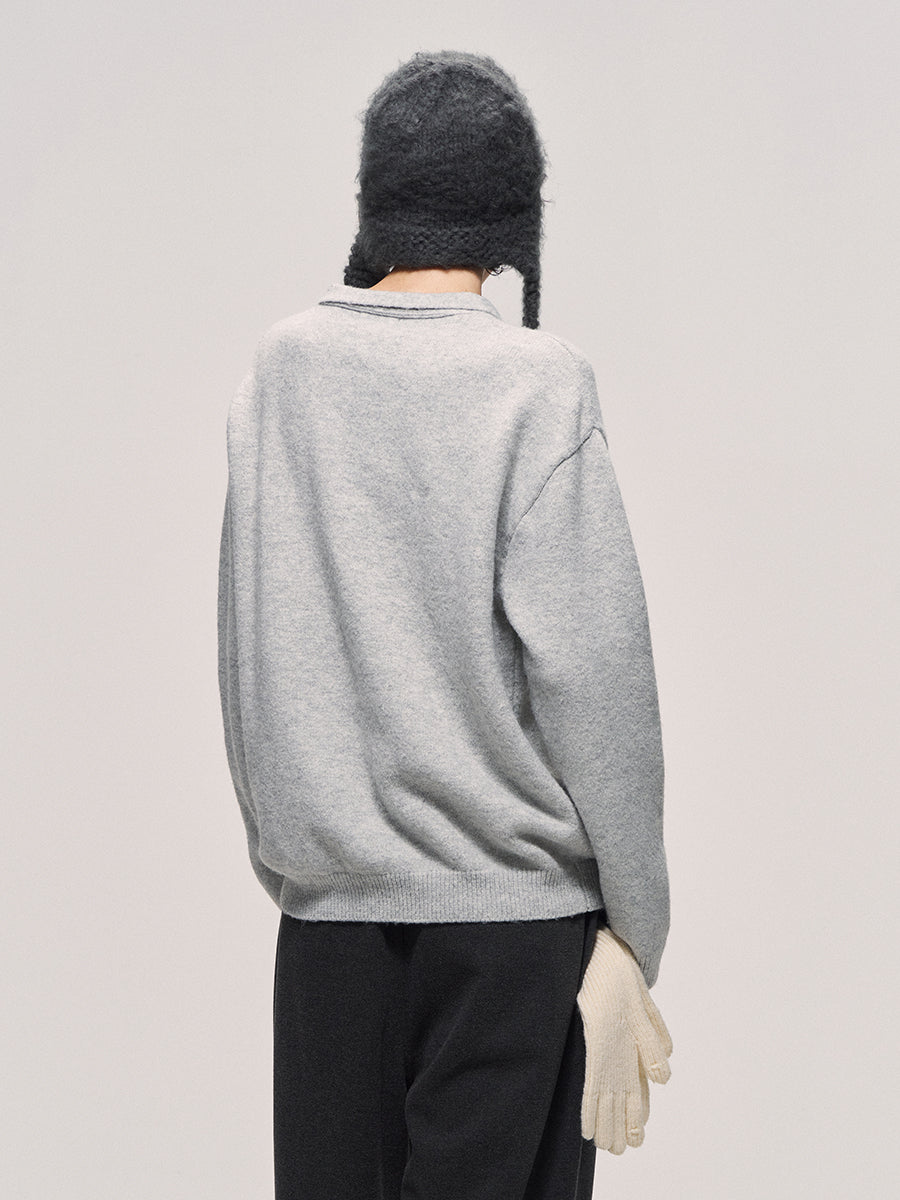 Bow Tie Round Neck Pullover Sweater