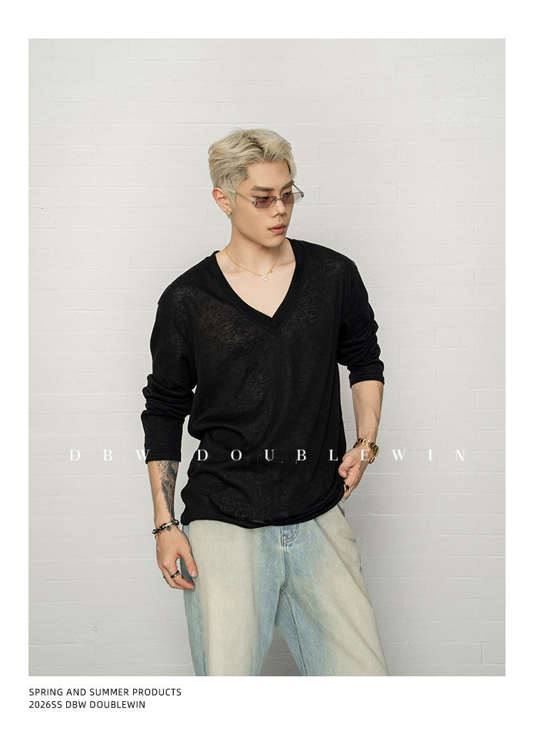 Breathable V-neck T-shirt