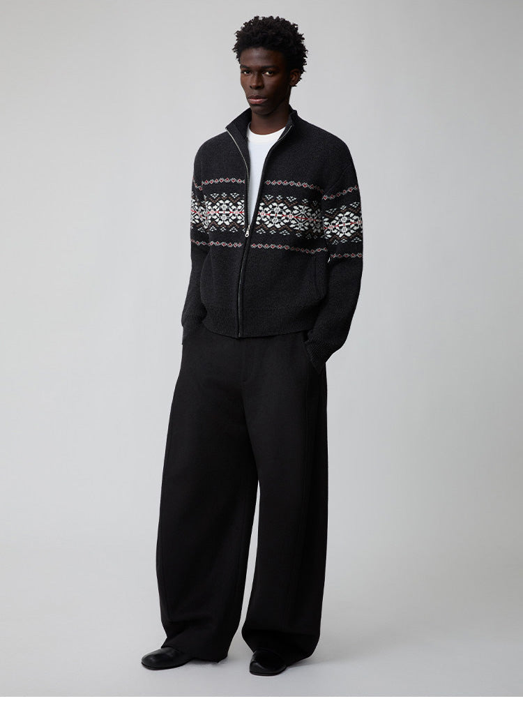 Thick Knit Stand Collar Jacket