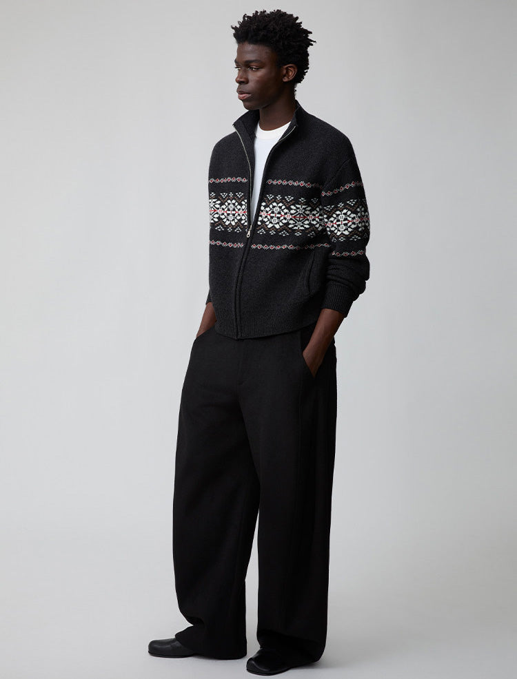 Thick Knit Stand Collar Jacket