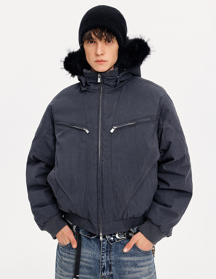 Detachable Hood White Duck Down Jacket