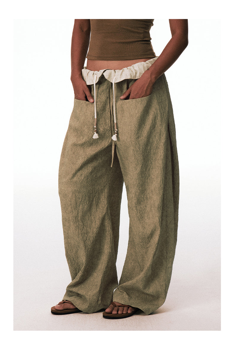 Bubble Check Textured Casual Pants