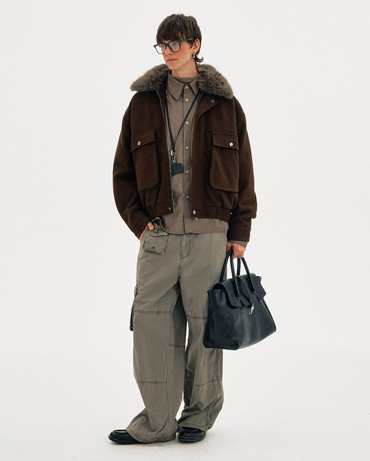 Old Money Style Fur Collar Jacket