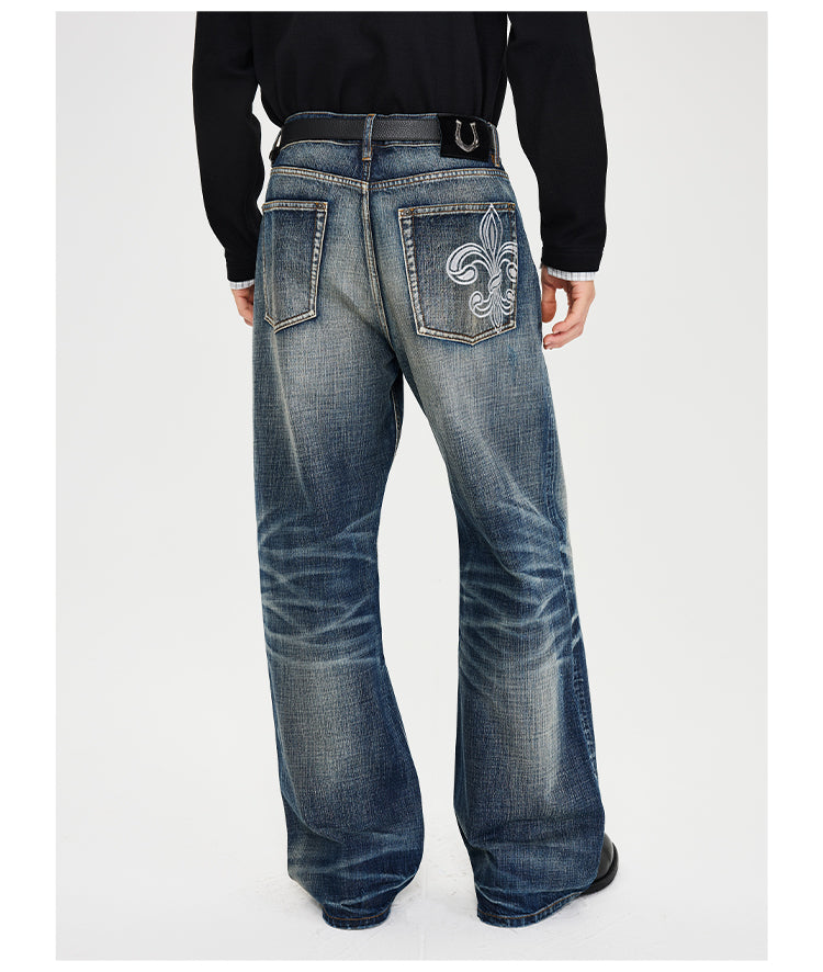 Embroidered Washed Jeans