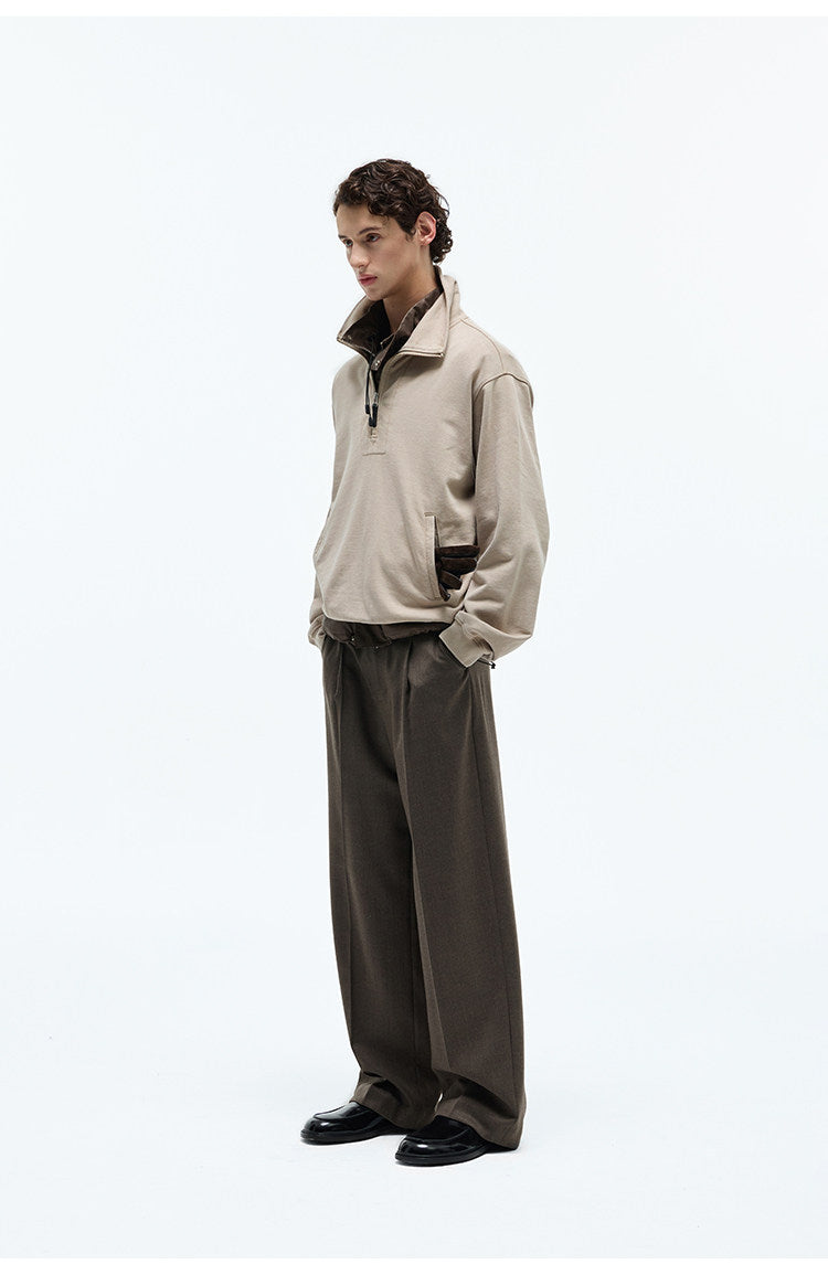 Elastic Waistband Straight Leg Casual Pants
