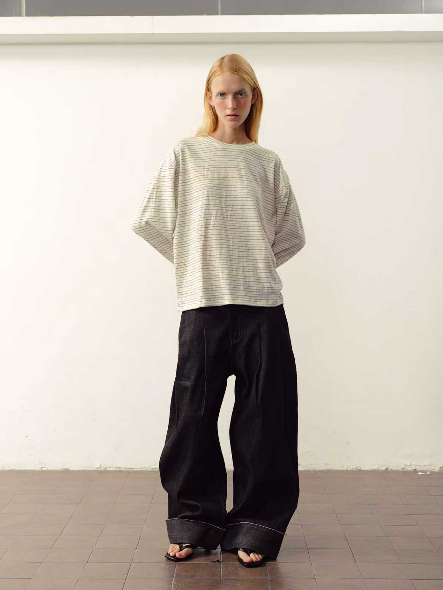 Low-Rise Two-Tone Denim