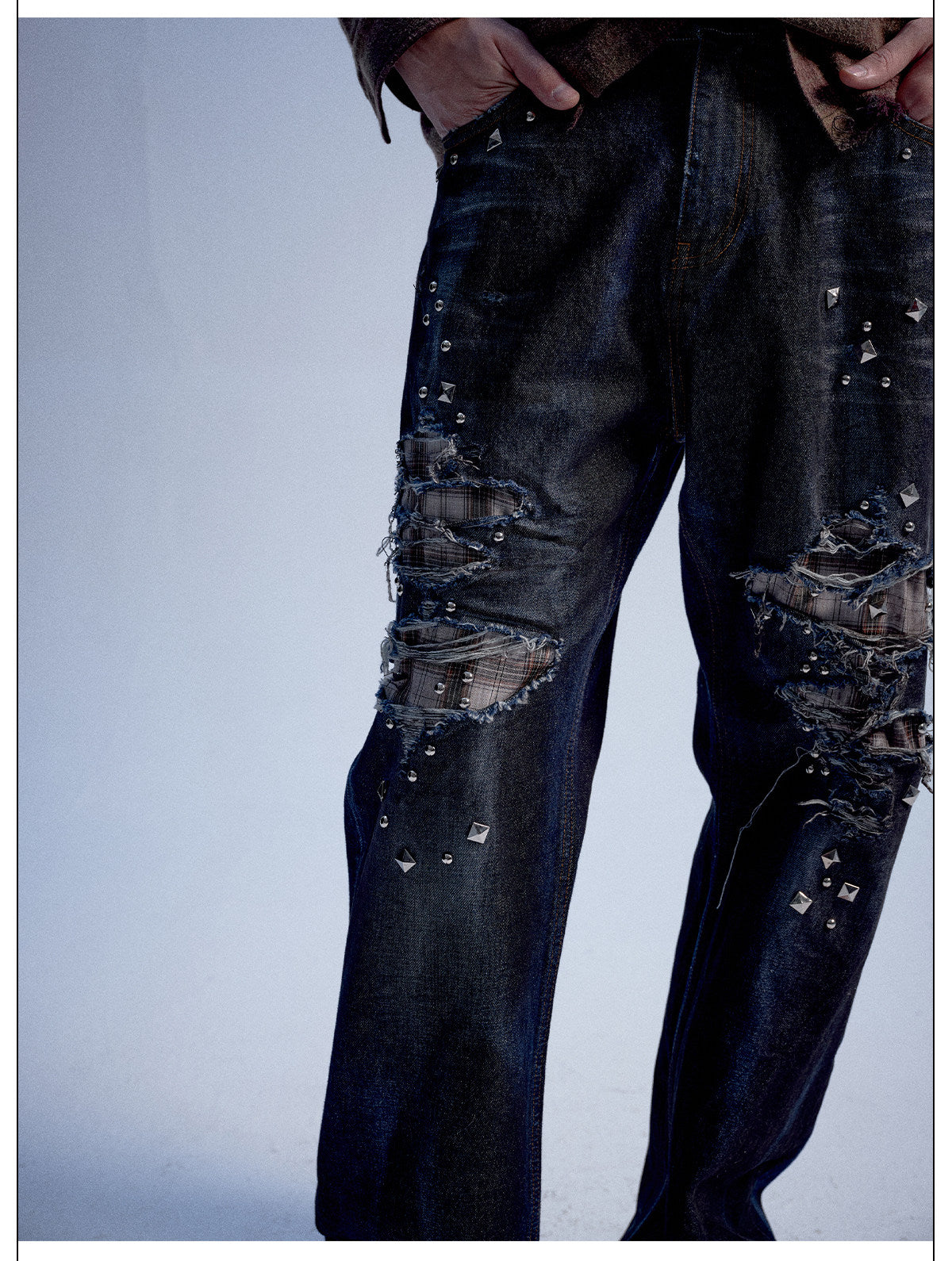 Vintage-Style Rivet-Accent Jeans