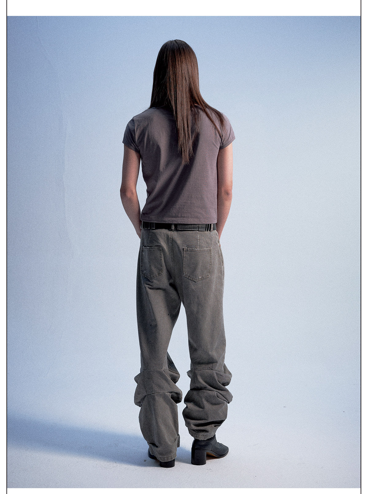 Round-Neck Washed Casual T-Shirt