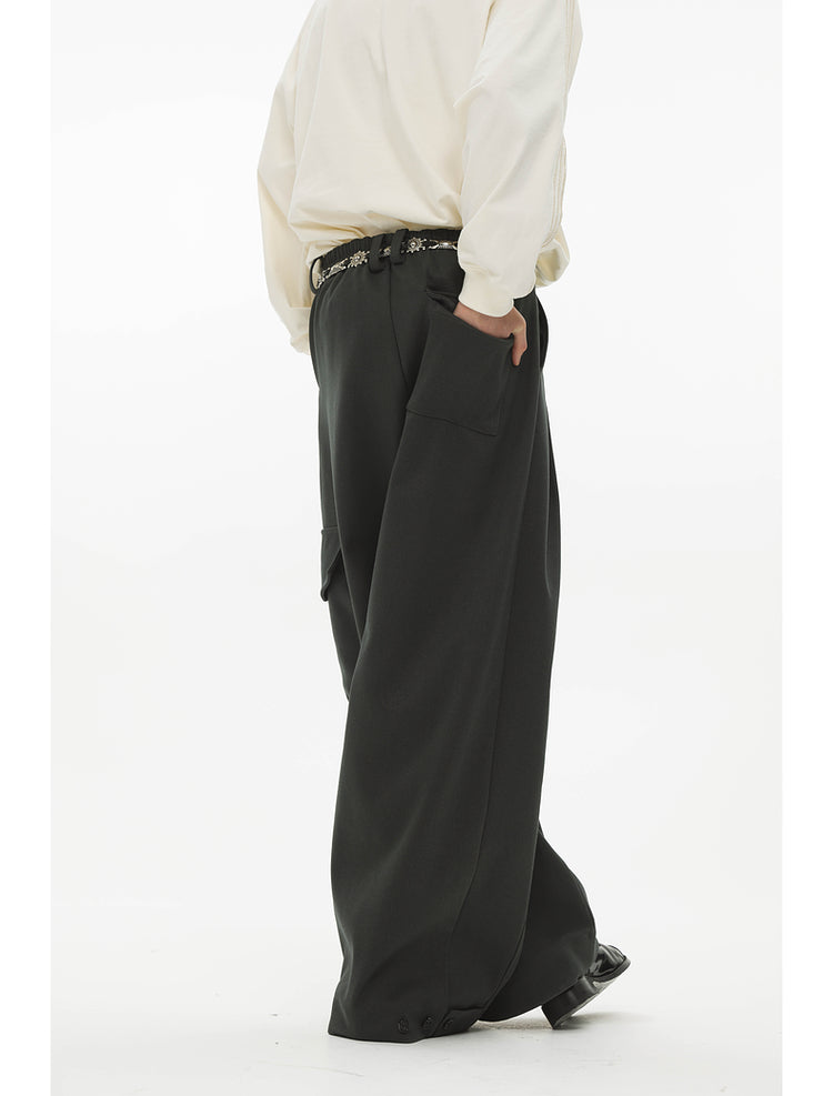 Draped Silhouette Wide Leg Pants