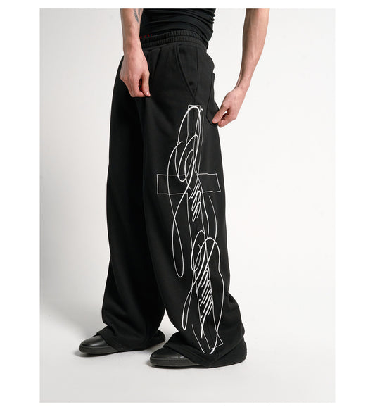 크로스 스티치 스웨트팬츠